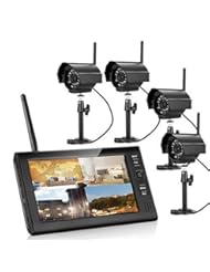 Photography: Ennio 7 Inch TFT Digital 2.4G Wireless Cameras Audio Video Baby Monitors 4ch Quad DVR Security System with IR Night Vision Cameras - Ennio