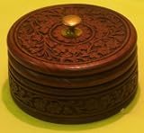 Round Wooden treasure chest trinket box