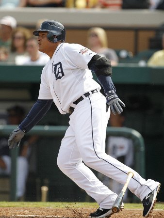 Toronto Blue Jays v Detroit Tigers, LAKELAND, FL - MARCH 01: Miguel Cabrera Photographic Poster Print by Leon Halip, 9x12