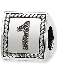 Reflection Beads Silver Number 1 Three Sided Number Block Bead