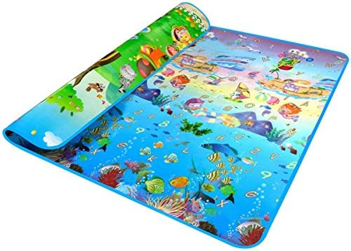 200*180*0.5cm Thickness Baby Crawling Pad Play Mat Ocean Parttern with Animals Both Side