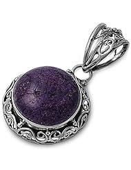 RARE CHAROITE .925 Sterling Silver Pendant Necklace