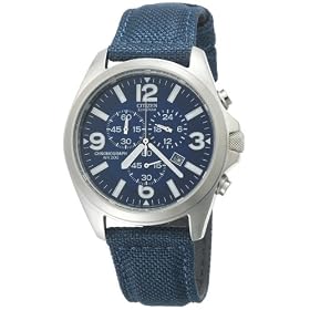 Citizen Mens Eco-Drive Exclusive Chronograph Canvas Strap Watch #AT0870-11L