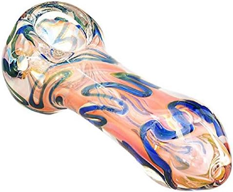 4.5" Heady 24k Gold Fumed Electric Blue Color Changing Glass Spoon Incense Burner/Holder