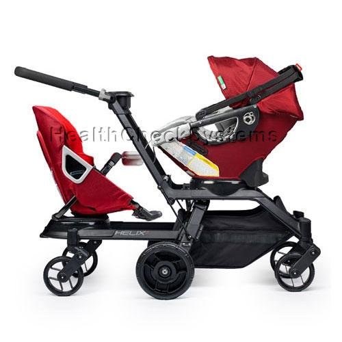 Orbit Baby Helix G2 Double Stroller with Infant Car Seat in Ruby Red