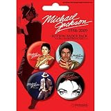 Michael Jackson - Red, Commemorative Music Button Pin 4-Pack - 2x2