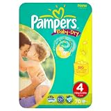 Pampers Baby-Dry Size 4 (15-44 lbs/7-18 kg) Nappies - 4 x Packs of 70 (280 Nappies)