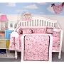 Soho Pink & Brown French Toile 10 Pcs Baby Crib Bedding Set