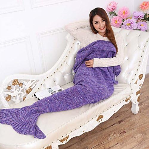71''x35.5''/56''x28''/35.5''x20'' Mermaid Tail Blanket For Adults and Kids Knitted Sleeping Blankets