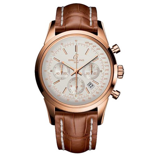 Breitling Men s Transocean 18k Gold Croc Chronograph Watch