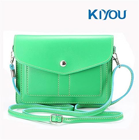 Trendy Leather Cross Body Bag KIYOU Multi-purpose Cell Phone Bag Case with Shoulder Strap Card Slot Soft PU Pouch Carry Small Purse for iPhone 6/6s Plus Samsung s6/s6 edge/Note5/s7 (Green)