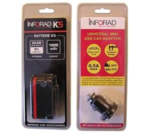 Gps & Sat Nav Accessory - Gps Battery - Battery + Charger For Speed Camera Alerts K5 Batchak5 (Inforad)