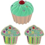 Cupcake Pierced Earrings w/ Crystal Sprinkles in Cupcake Velour Gift Box