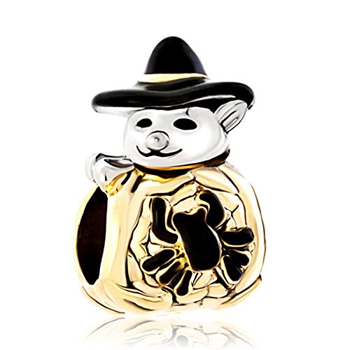 Snowman Charm Wizard Halloween Cute Spider Snowman Wearing Black Gentleman Hat Charms Beads Fit Pandora Bracelets
