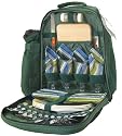 Sorrento Picnic Backpack w/ Wine Duffle 4-Set Hunter Green - Picnic Time #433-38-121