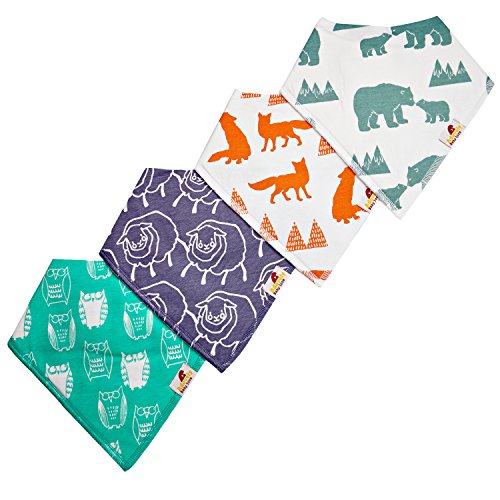Adovely Baby Bandana Bib Set, 4-Pack Super Absorbent Drool Bandana Bibs (Cuddles)