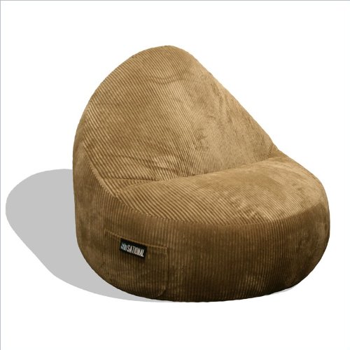 Elite Products Deluxe Cord Sitsational 2 Seater Bean Bag Chair in Pecan