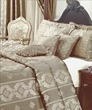 7pc Queen Size Beige Jacquard Comforter Bed in a Bag Set