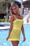 Mesh Dress - Yellow , N-Fini, Sexy Beach, Pool, Lingerie, Plus Size