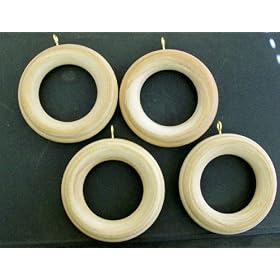 2 Solid Wood Pole Rings for Window Drapes, Unfinished [CAPITOL CITY LUMBER]