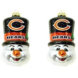 Topperscot Chicago Bears Blown Glass Top Hat Snowman Ornament (2 Pack) Size: One Size