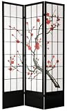 Review Oriental Furniture  / Best Quality Premium - 7ft. Cherry Blossom Japanese Folding Shoji Privacy Screen - Black 4 Panel
