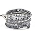 Here Fashion Mix Gray Crystal Pink Leather 5 Wrap Bracelet