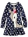 Little Girls Long Sleeve Deer Polka Dots One-piece Dress Top