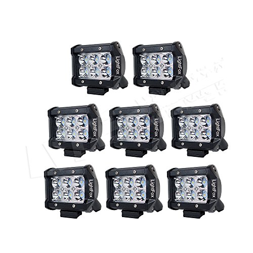 LITE-WAY 8 Pcs 4” inch 18W LED Light Bar Spot Beam Off road Lights 4wd LED Work Lamp 12V 1800LM for Truck Pickup Jeep Suv Atv Utv Daytime Running Lights Bar Waterproof