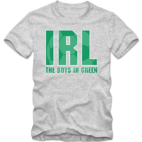 Irland EM 2016 #3 T-Shirt | Éire | Fußball | Herren | The Boys in Green | Trikot | Nationalmannschaft, Farbe:Graumeliert (Grey Melange L190);Größe:M