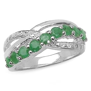 Buy 0.90 Carat Genuine Emerald Sterling Silver Ring