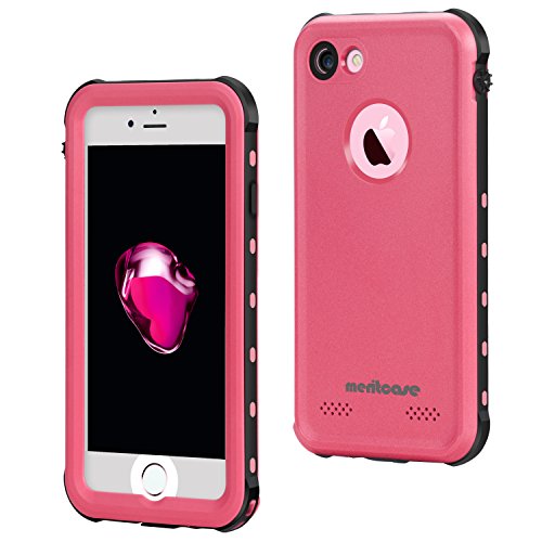 iPhone 7 Waterproof Case, Merit Shield Series Shockproof Dirt-proof Protective cover, Snow-proof Underwater IP68 Waterproof Case for iPhone 7 (Pink)
