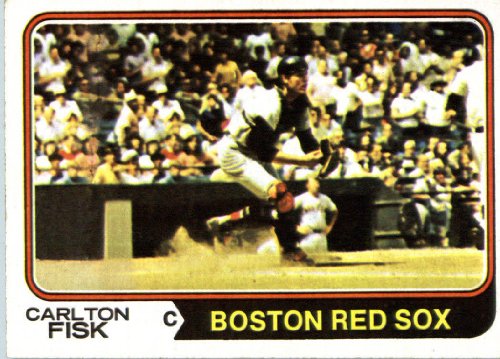 1974 Topps #105 Carlton Fisk Boston Red Sox Baseball Card In A Protective Screwdown Case