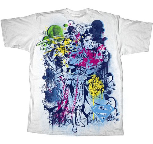  SUPERMAN "JUMBLE IMAGE" Licensed White Cotton Tee
