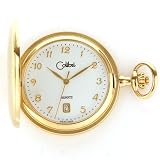Colibri Swiss Collection Hunting Case Goldtone Date Pocket Watch Fancy Design PWS096110 SALE