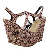 51Wf5wbj3aL. SL160  Womens Brown Wedges Platforms FLORAL Shoes Sandals