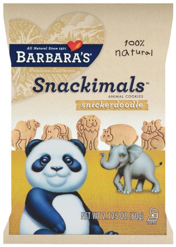 Barbara's Bakery Snackimals Animal Cookies, Snickerdoodle, 2.125-Ounce Bags (Pack of 18)