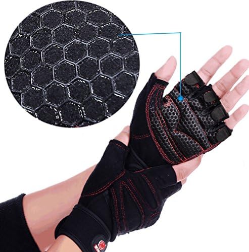 Deligloves Men Half-Finger Weight Lifting Cross Training Fingerless Gloves Black XL