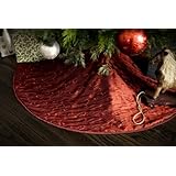 Classic Red Christmas Tree Skirt - Embroidered Taffeta