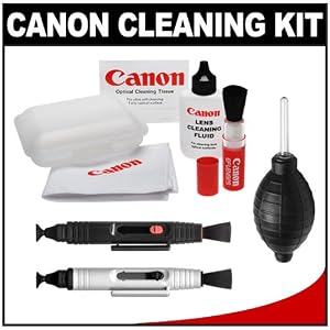 Buy Canon Optical Lens and Digital SLR Camera Cleaning Kit with Brush, Microfiber Cloth, Fluid & Tissue + Blower + Lenspens for EOS 1Ds, 1Ds Mark II, III, IV, 50D, 60D, 5D, 7D, Rebel XS, XSi, T1i, T2i, T3 & T3i with best Review