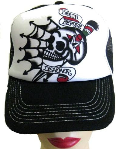 Death Before Dishonor Tattoo Skull Snapback Trucker Cap Baseball Hat Adjustable Strap