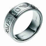 Emporio Armani Gents Steel Ring With Logo Detail. Size V