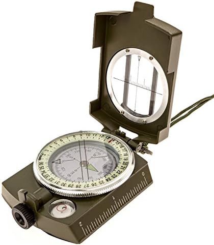 Hiking Compass - Field Military Marching Army Outdoor Camping Hiking Lensatic with Luminous Display plus Bonus Clip!