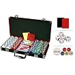 Premium 300 Diamond Suited Poker Chip Set w/black aluminum case, 6 dealer buttons, 2 Cut Cards, 5 dice and 2 playing card decks
