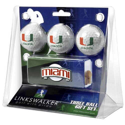 Miami Hurricanes Ncaa 3 Golf Ball Gift Pack W/ Hat Clip