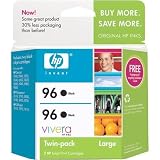 HP 96 Twinpack Black Inkjet Print Cartridge with Vivera Ink (C9348FN#140)