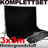 Produkt-Bild: HISY02Set_Hintergrundsystem + Hintergrundstoff schwarz 3m