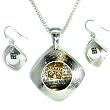 Lords Prayer - Earrings & Pendant necklace set. Celebrate Jesus Christ and Lord God with this OUR FATHER PRAYER SET! Design with Our Father Who Art in Heaven Prayer Engraved. Inspirational Jewelry for women_ Best Selling Necklace Set