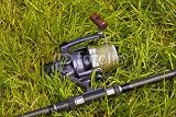 Spinning Fishing Reel Spacial prices Wallmonkeys Peel and Stick Wall Decals - Fishing Reel on the Grass - 36