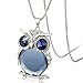 The Night Guardians Long Sweater Chain Owl Shape Austrian Crystal Pendant Necklace for Woman 